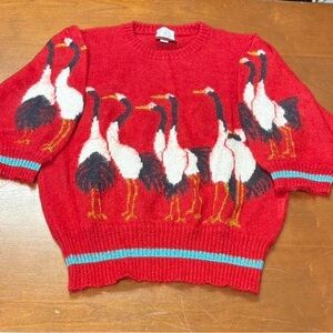 Stella Jean Red Crane Sweater